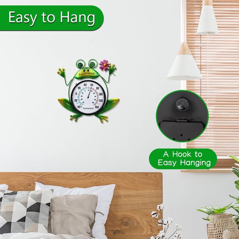HOBYLUBY Indoor Outdoor Thermometer, Frog Wall-Mounted Thermometer Waterproof for Patio Garden Yard & Living Room, No Battery Needed - Image 5